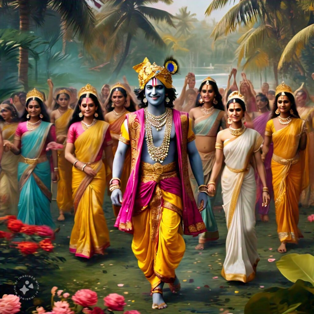 Ancient tale of Lord Krishna's triumph over the demon Narakasura